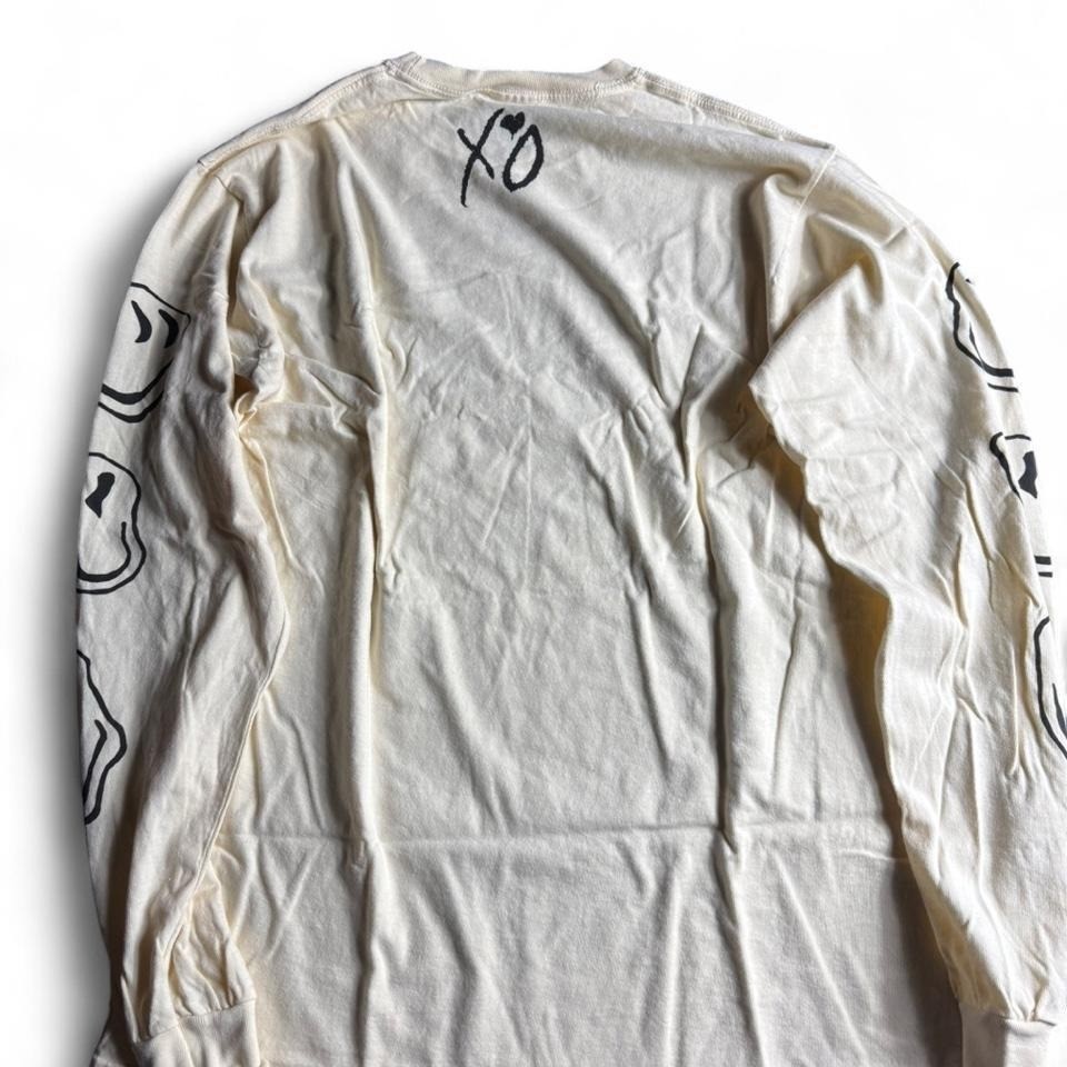 The Weeknd XO Nav Good Intentions Long Sleeve Shirt Cream Smiley Face Mens M gallery