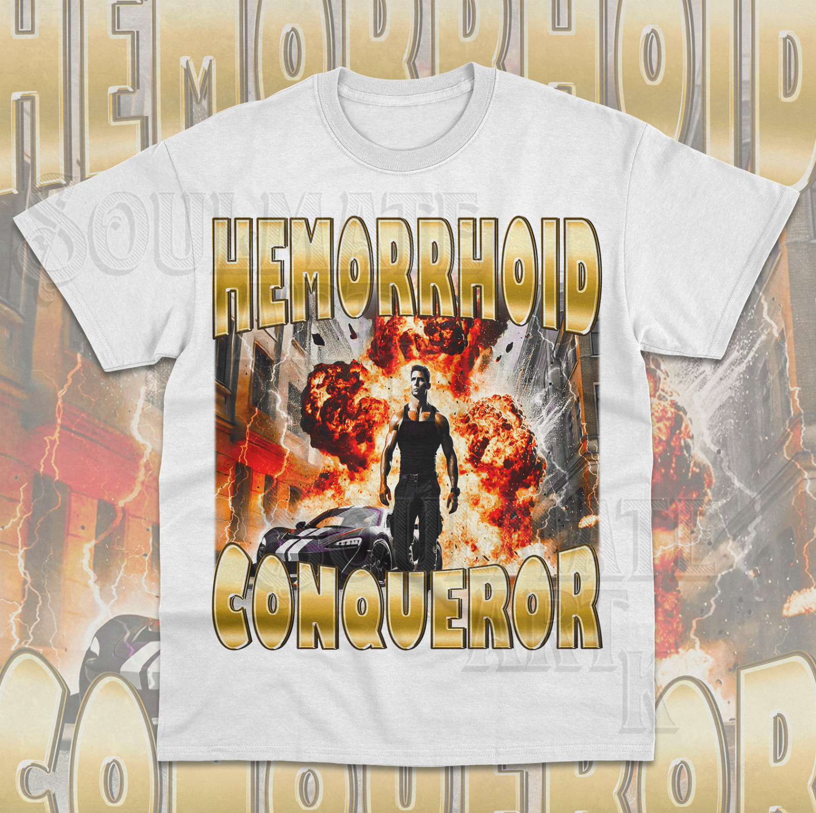 Hemorrhoid Conqueror T-Shirt Funny Meme Dark Joke Weird Gift Unisex Shirt gallery