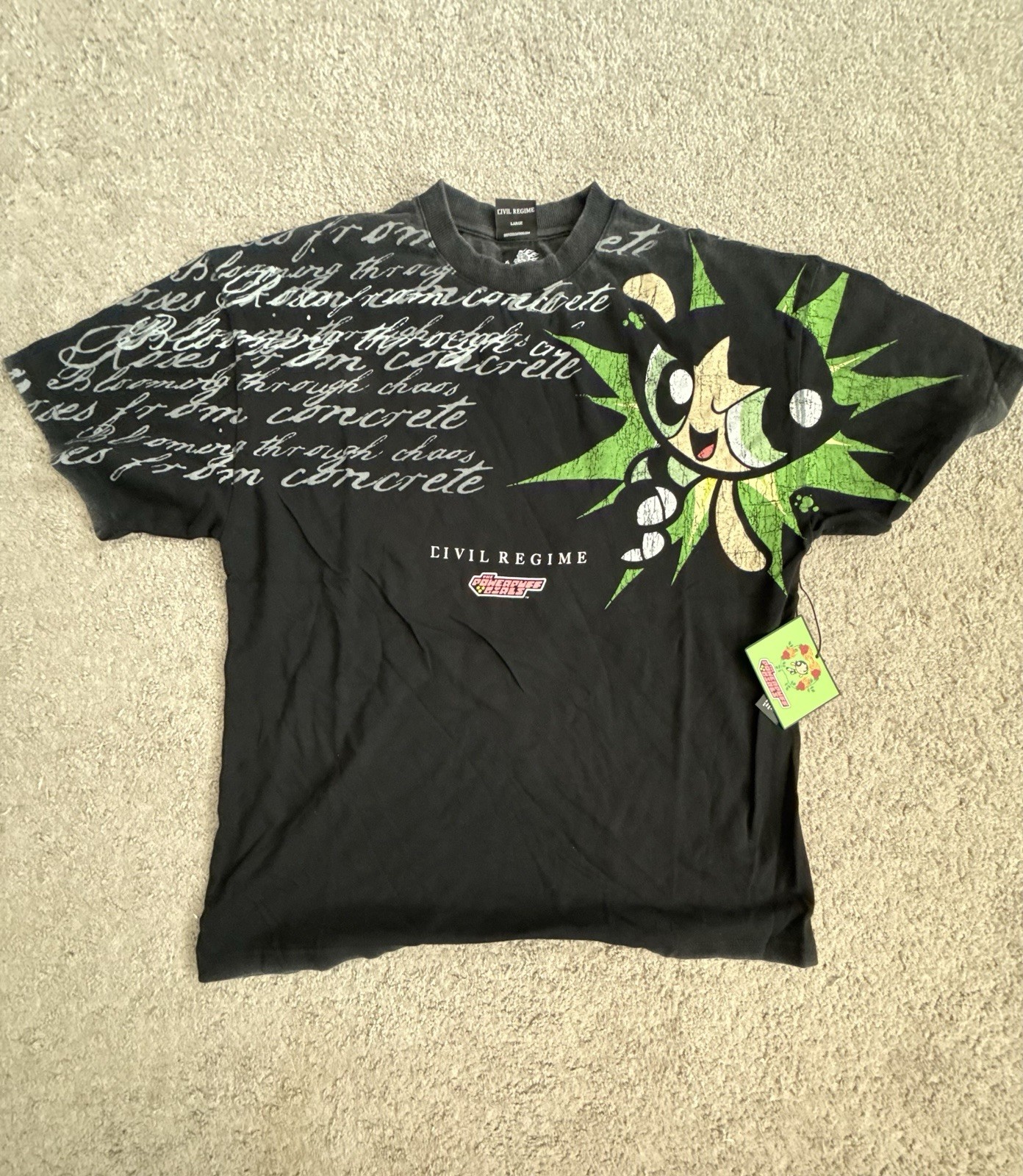 Civil Regime Powerpuff Girls Buttercup Oversized Graphic Tee Black Mens L gallery