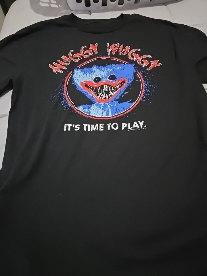 Poppy Playtime Huggy Wuggy Mens T-shirt Black Size X-Large Video Game Tee