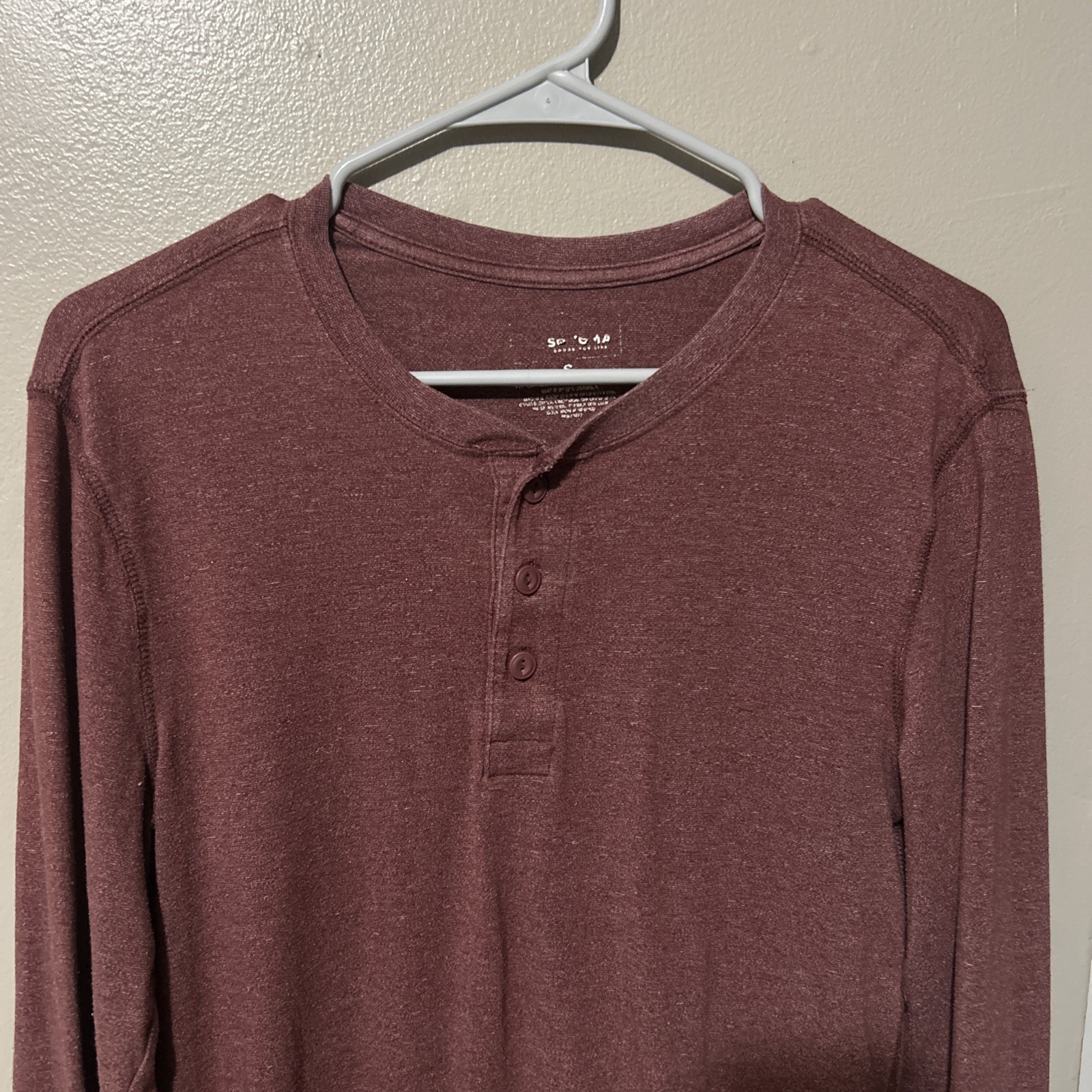 SONOMA Mens Long Sleeve Henley Shirt Size M Burgundy Heather