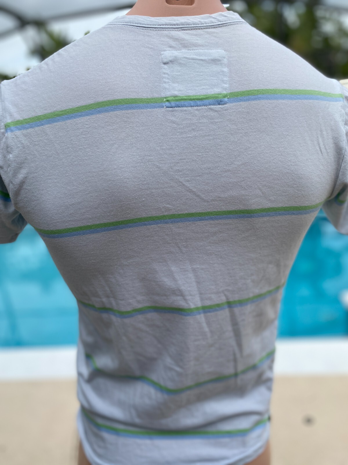 Hang Ten Gold Henley Feet Logo Pocket Striped short sleeve T Shirt Mens XS/S gallery