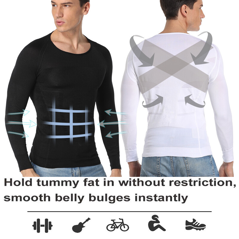 Men's Slimming Body Shaper Tummy Control Shapewear Compression T-Shirt Vest Tops gallery