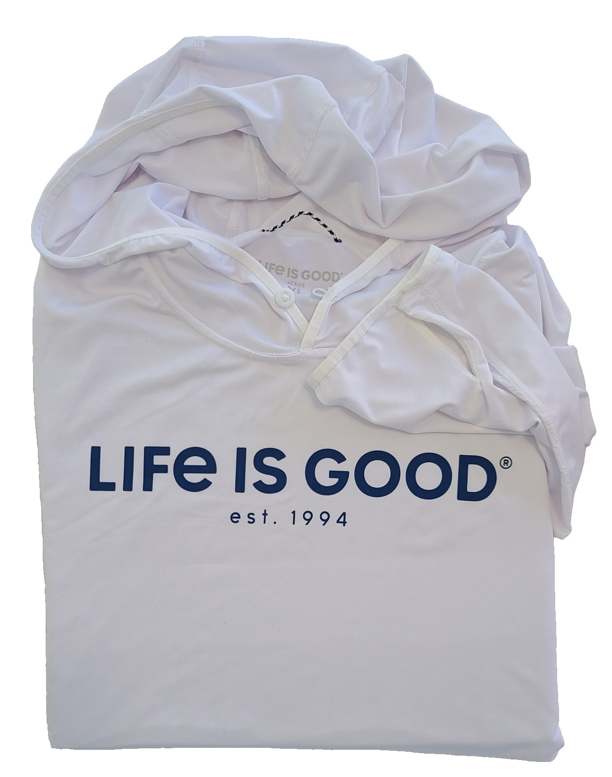 Life Is Good LS Active Hooded Tee LOGO Moister Wicking UPF 50 Mens XL Chest51in gallery