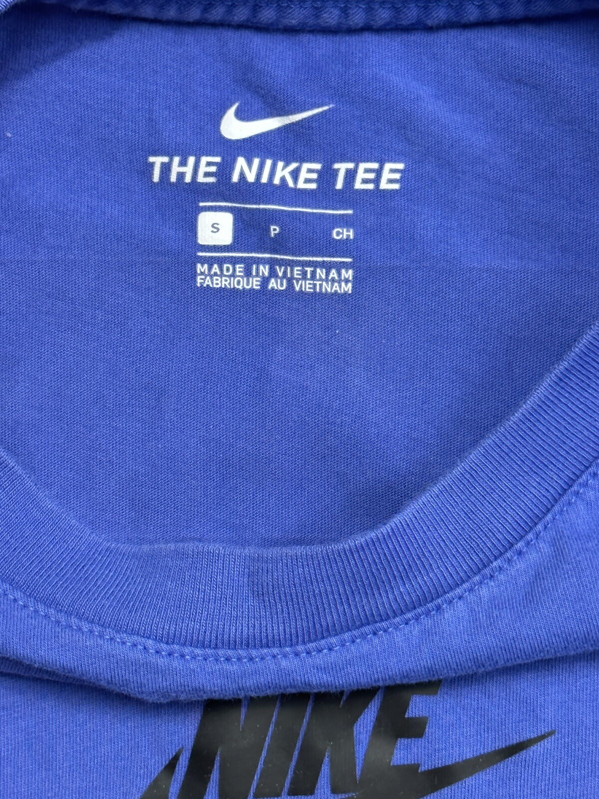 The Nike Tee Long Sleeve Just Do It 2 Sided Logo Ribbed Cuffs SMALL Royal Blue gallery