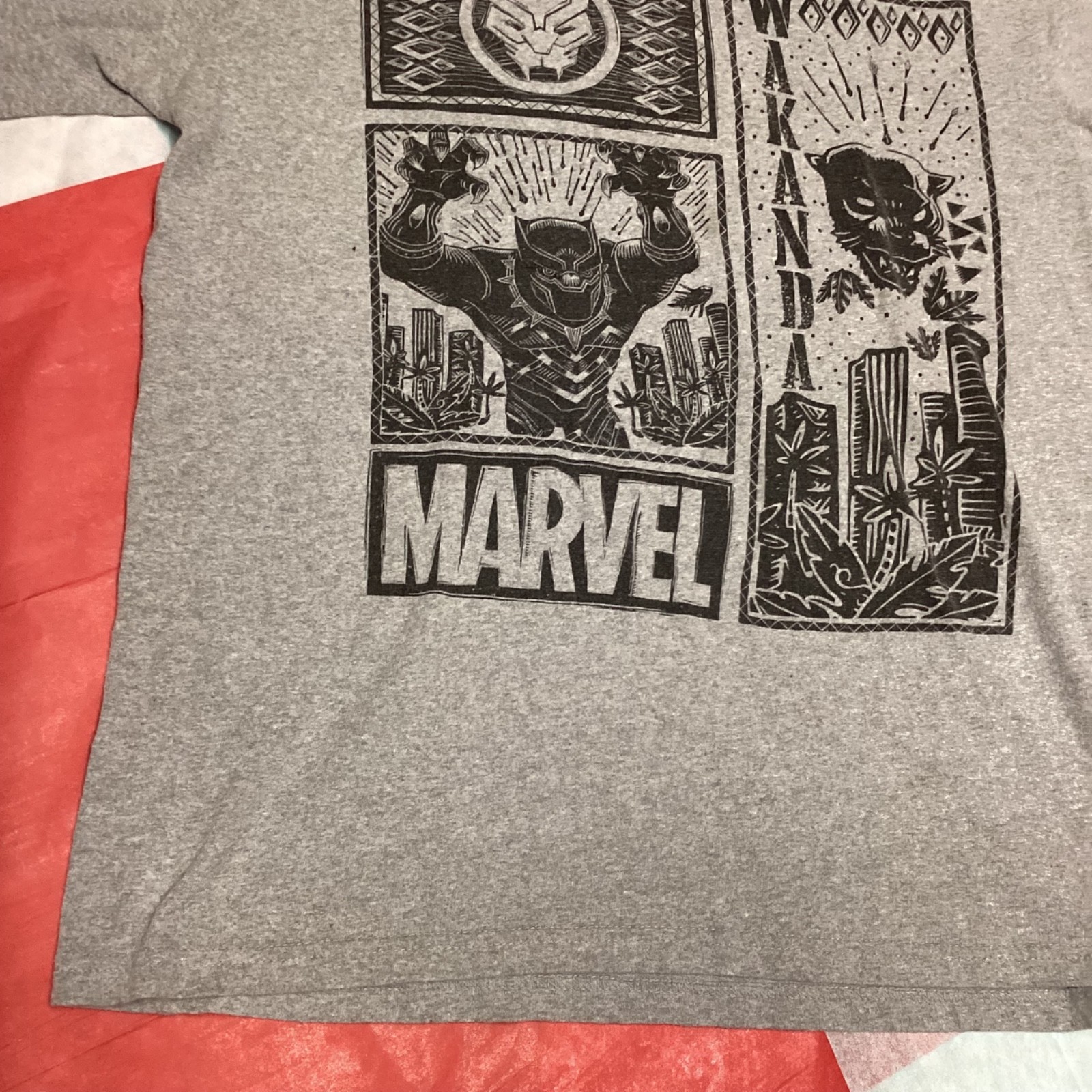 Black Panther Wakanda Gray Black Graphic T-Shirt Marvel L gallery