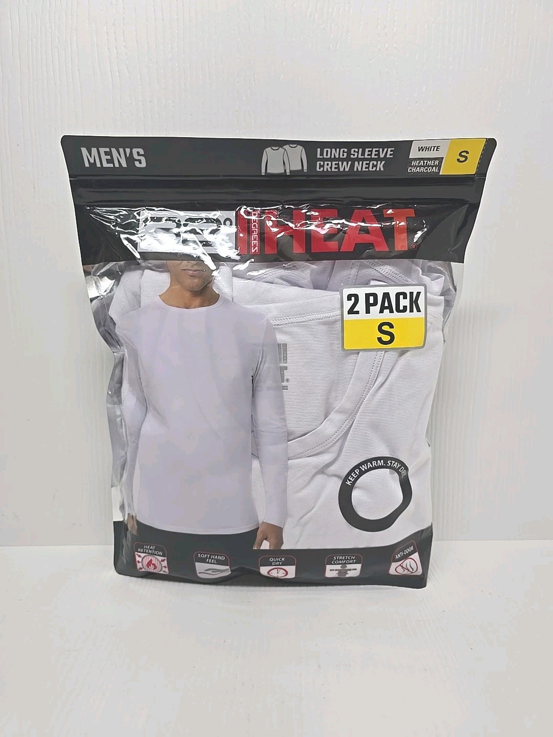 32 Degrees Heat T-Shirt Mens S Both White Quick Dry Long Sleeve Crew Neck 2 Pack gallery