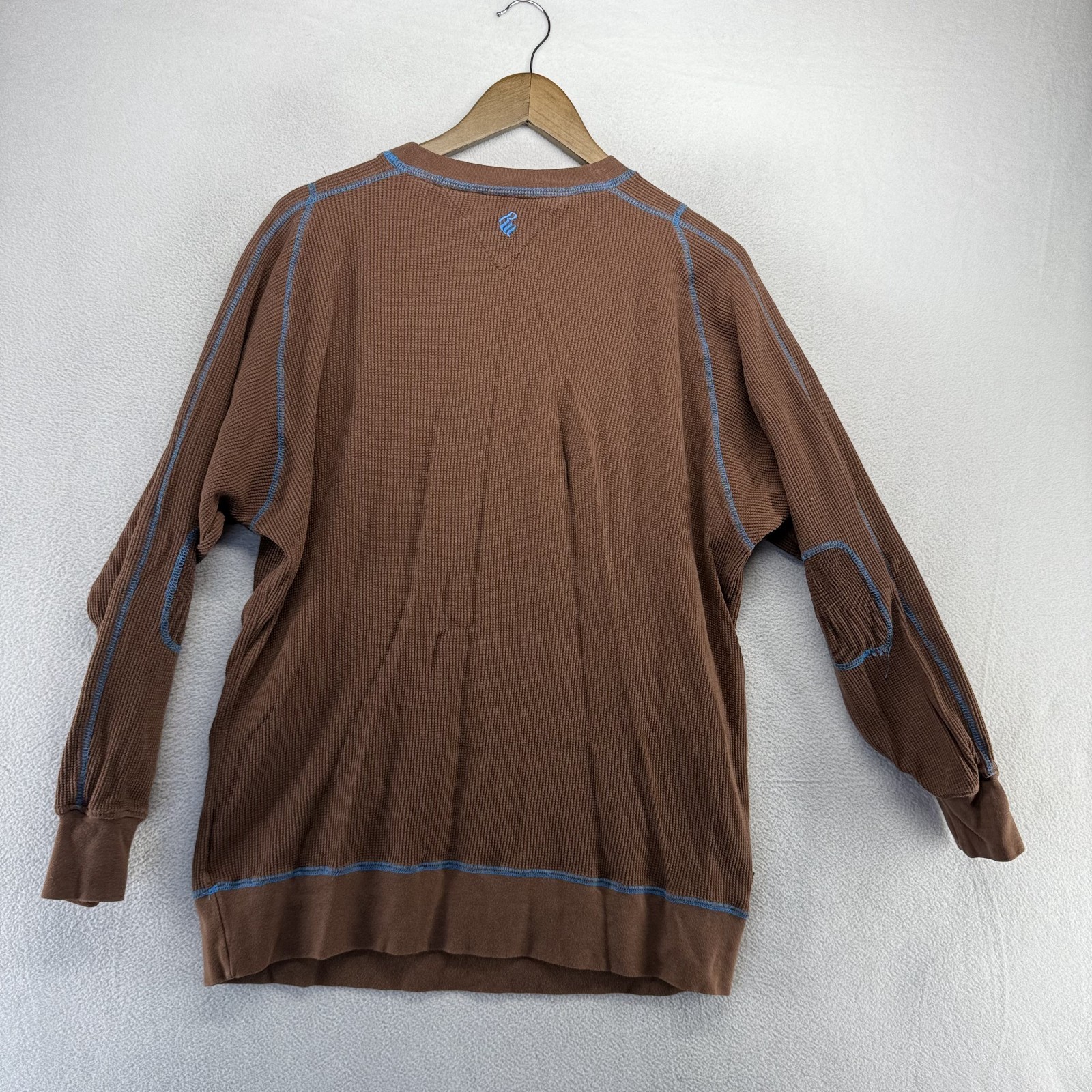 Vintage Rocawear Shirt Men's Large Brown Thermal Waffle Spellout Kangaroo Pocket gallery