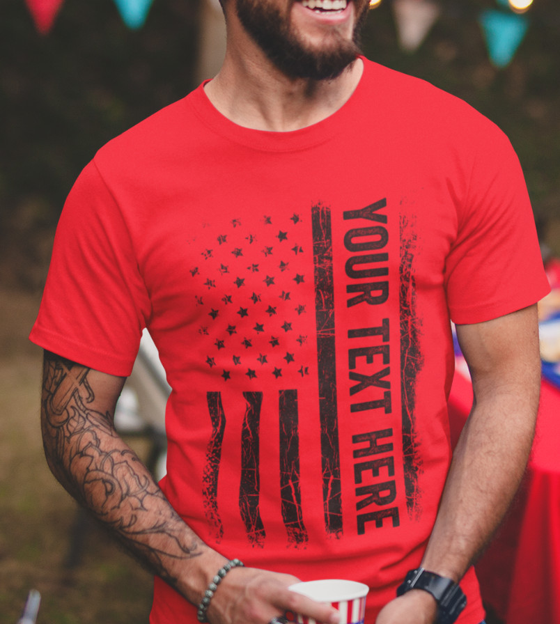 Custom Made Shirt USA Flag Patriotic Personalized T-shirt Your Own Printed Text gallery