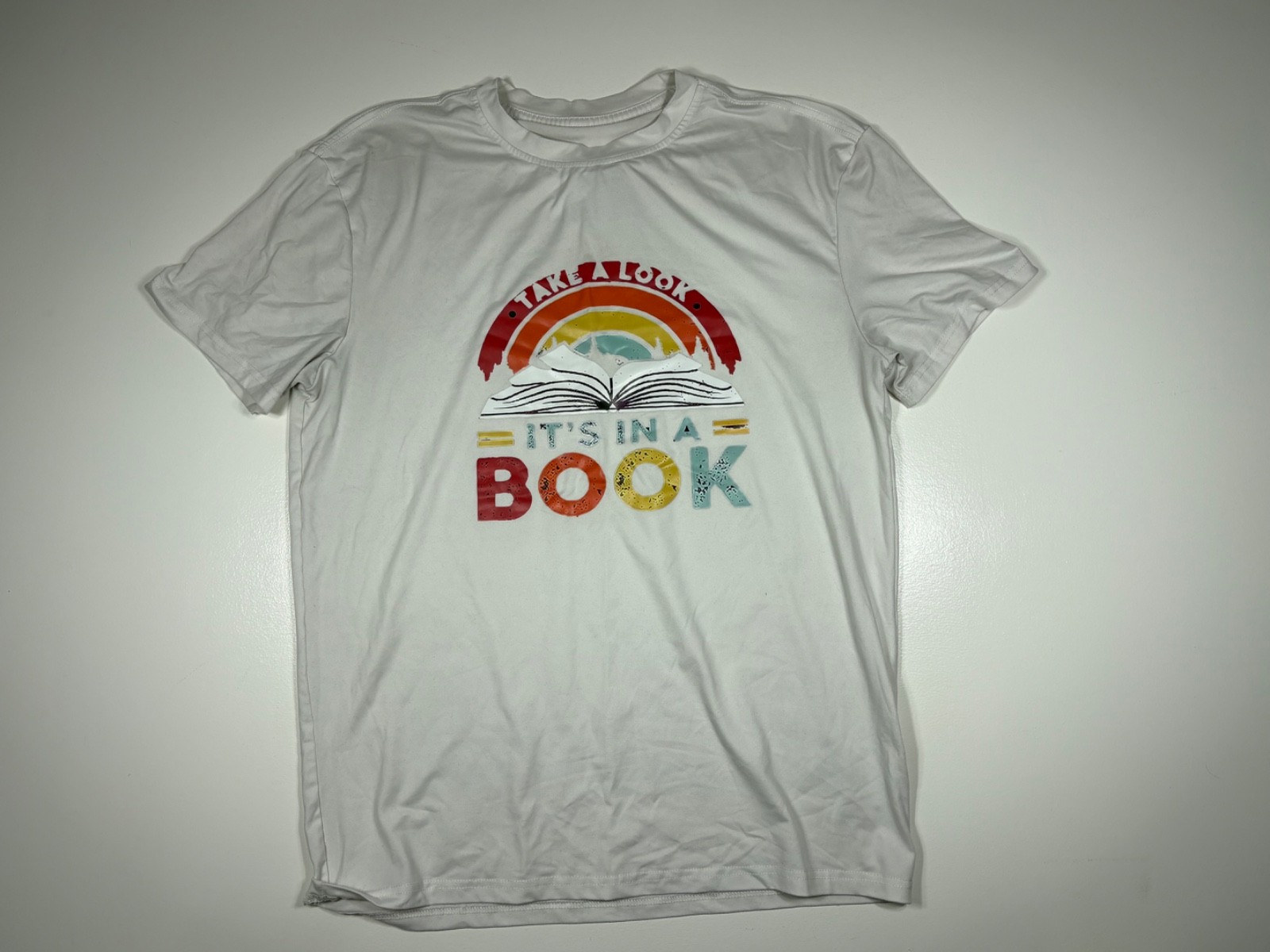 Unbranded T Shirt Adult Unisex Size Unknown White Graphic Reading Book Tee gallery