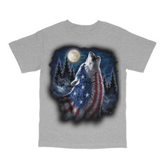 Patriotic American Wolf USA Flag Print Short Sleeve T-Shirt 20969D1