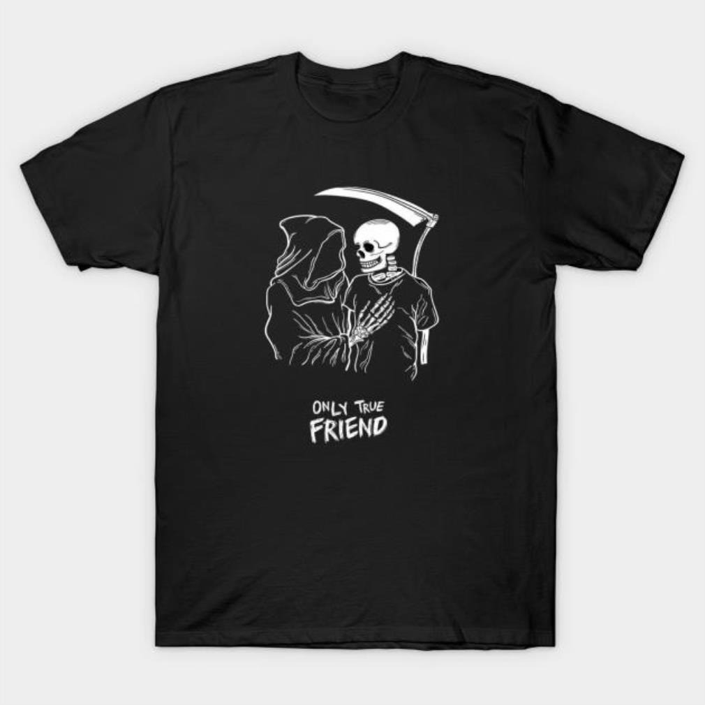 Only True Friend Grim Reaper T-Shirt Gothic Street Style Shirts Men gallery