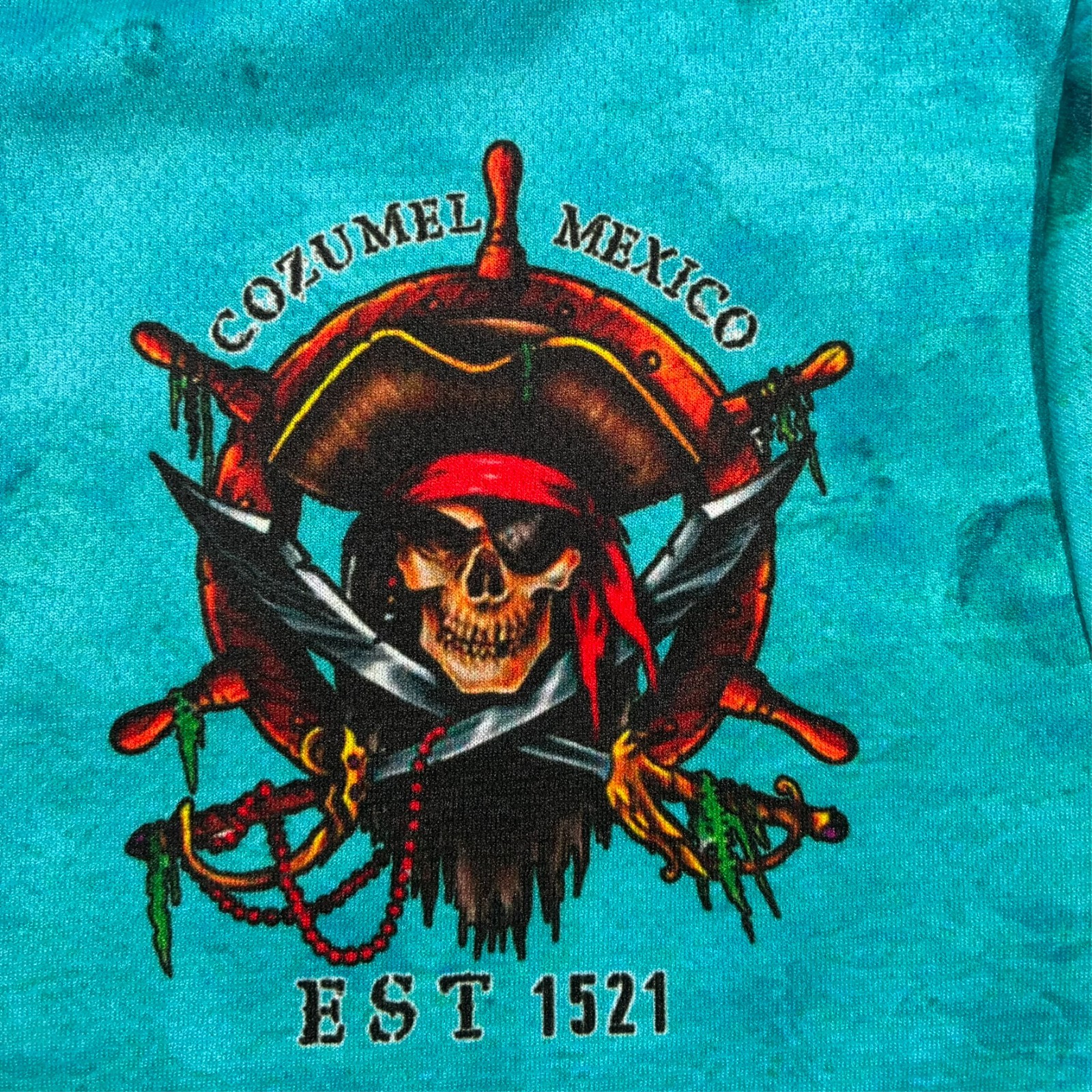 Cozumel Mexico Pirate Shirt Mens Large L Long Sleeve Beach Scene All Over Print gallery
