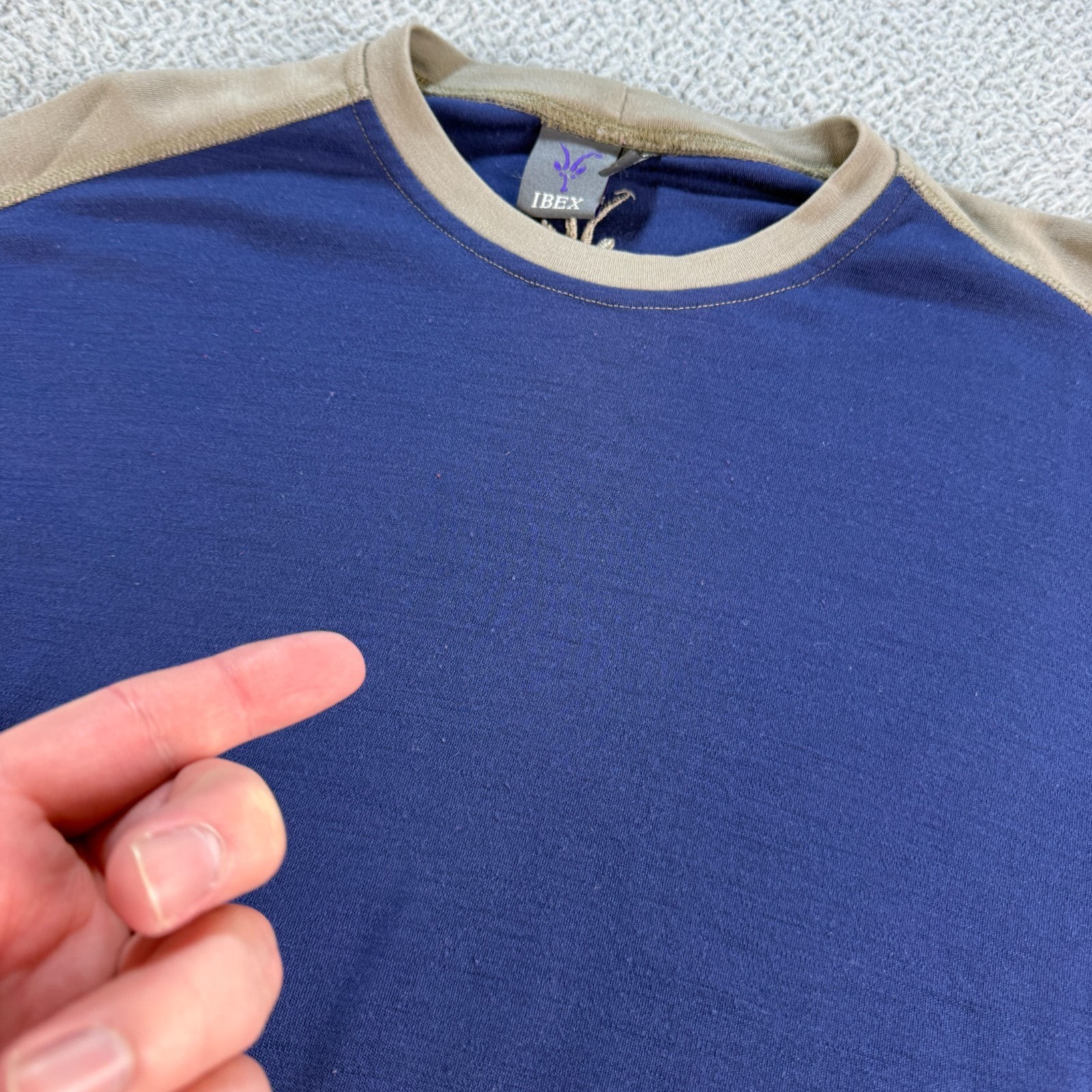 Ibex Superwashed Merino Wool Long Sleeve Shirt Men’s Large L Top Blue Hiking USA gallery