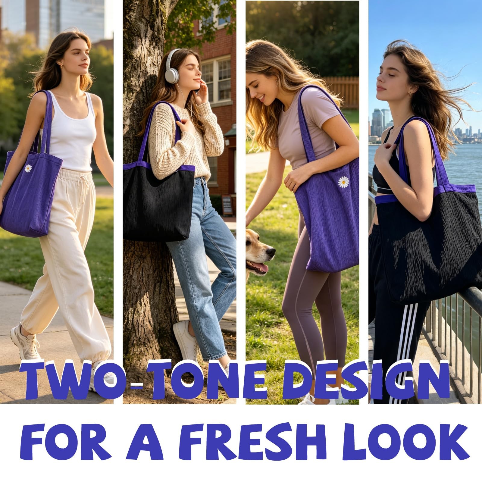 Everyday Tote Bag for Women, Summer Beach Tote with Shoulder Strap, Soft Ligh... gallery