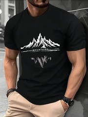 Minimalist Mountain Reflection Graphic T-Shirt Outdoor Nature Scenic Tee