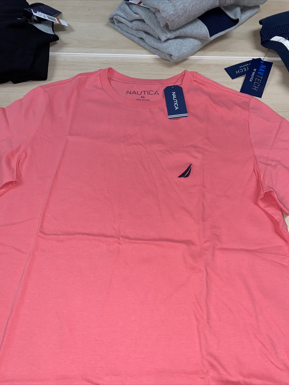 Nautica Mens Solid Crewneck T-Shirt Teaberry Short Sleeve Size XL gallery