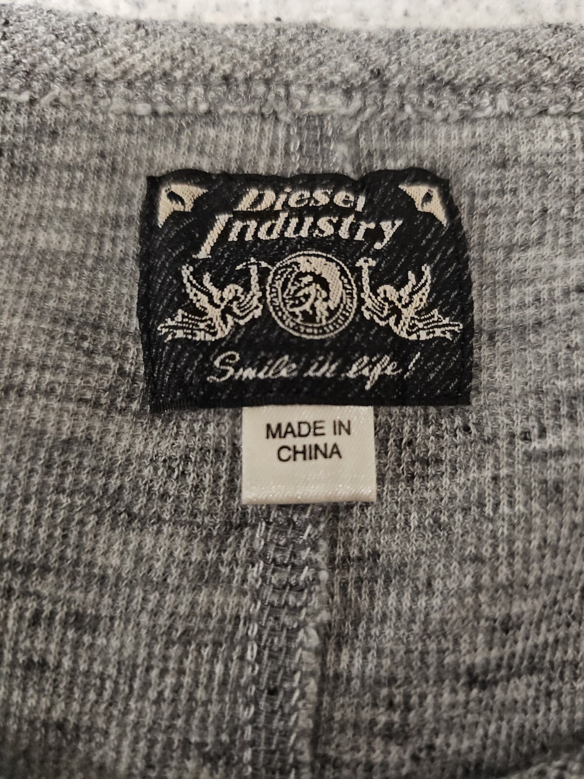 Diesel Industry Henley Stitched Nobel Gray Woven Long Sleeve Shirt SZ Large gallery