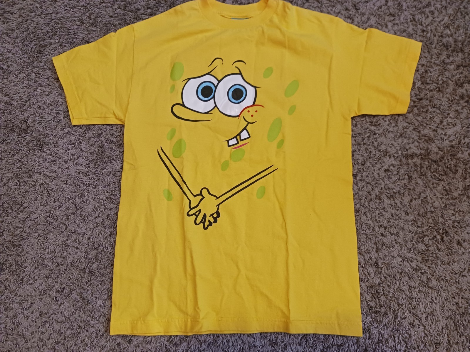 Vintage 2002 Nickelodeon SpongeBob SquarePants Nudie Pants Yellow TShirt Size M