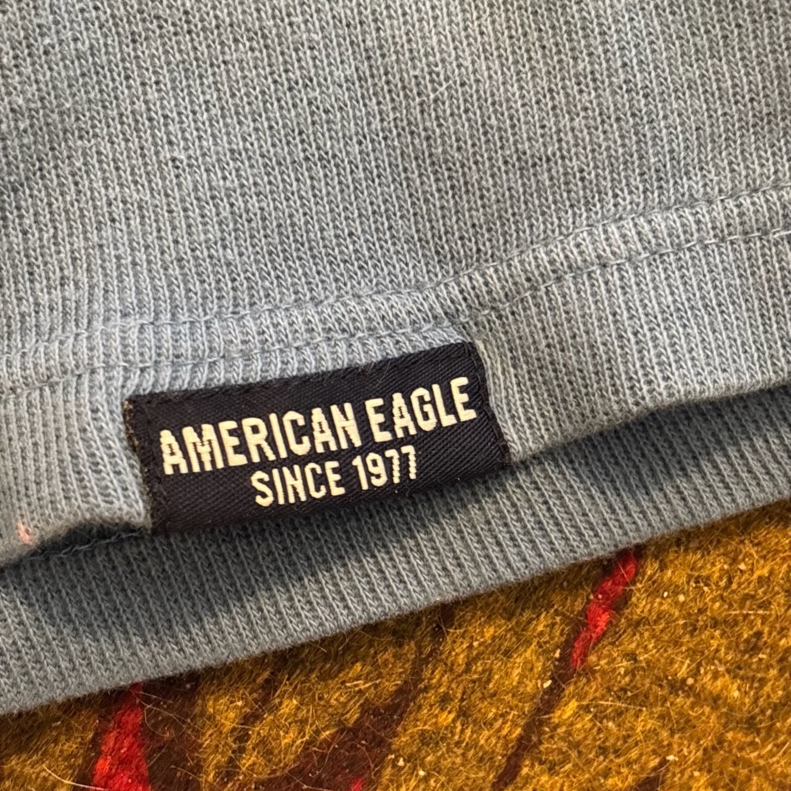 American Eagle Blue Stripe Ribbed Long Sleeve Thermal Shirt gallery