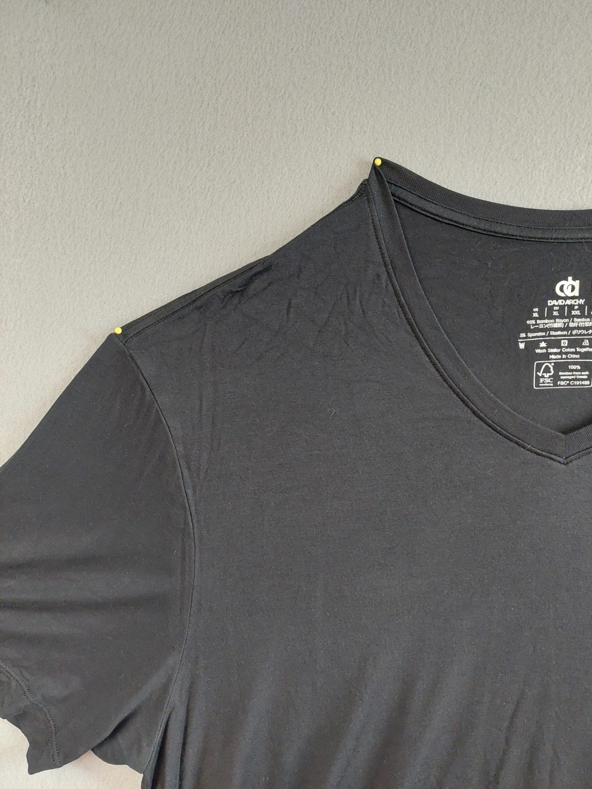 David Archy Men T Shirt XL Black Classic V Neck Short Sleeve Stretch Outdoor gallery