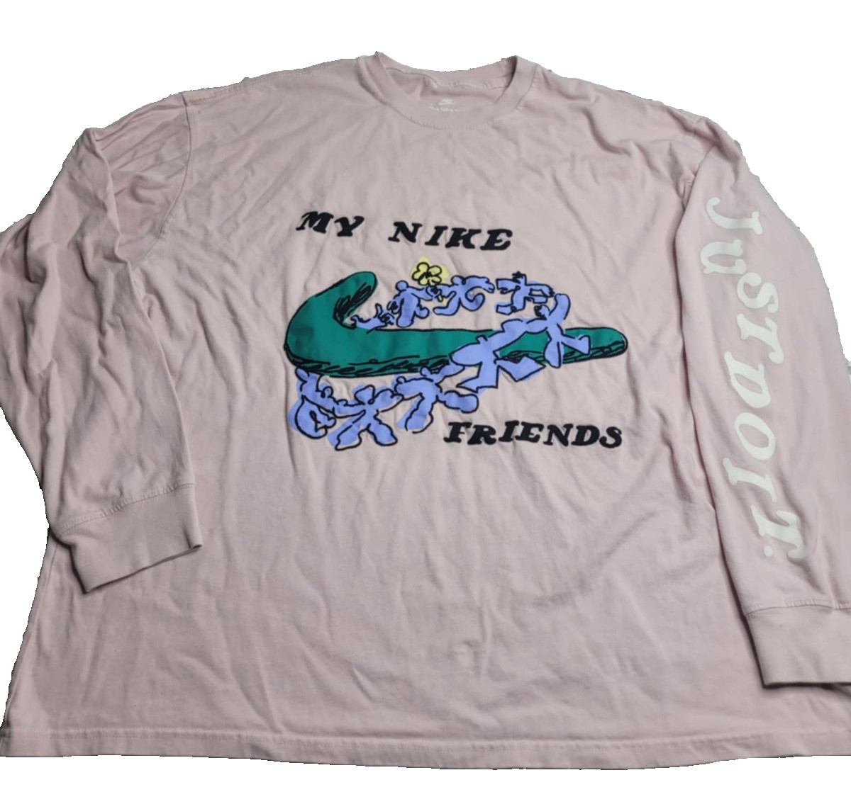 Nike T-Shirt Mens Large “My Nike Friends” Pink 3D Puff Print Graphic Size XL