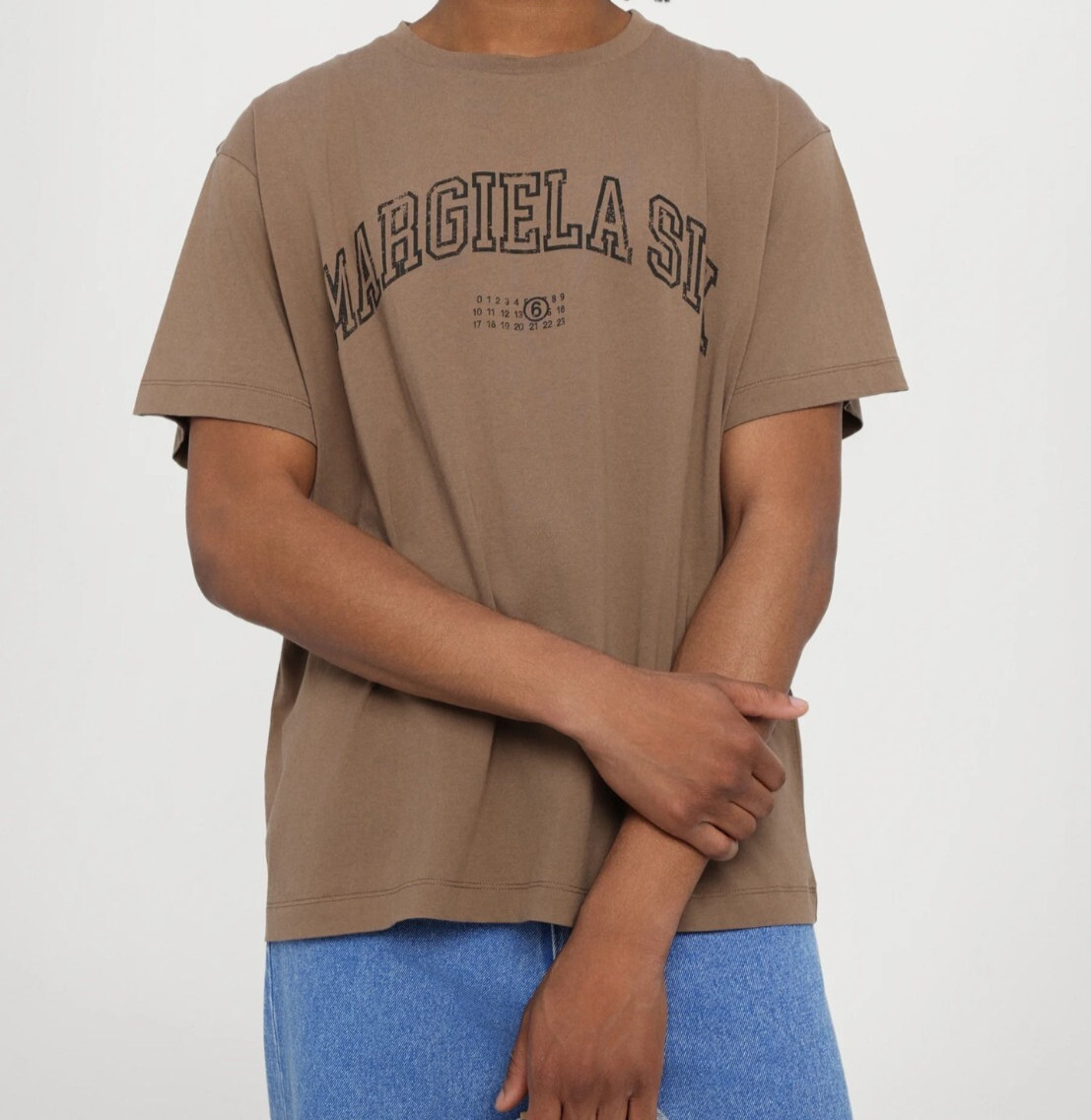 NW maison margiela MM6 T-shirt printed logo light brown SH0GC0046S24312 regular gallery