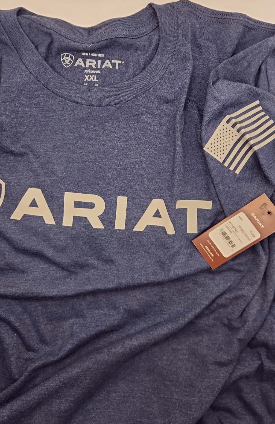 Ariat Men's Shield Flag T-Shirt-54198 - New with Tag - NAVY HEATHER - Size 2XL gallery