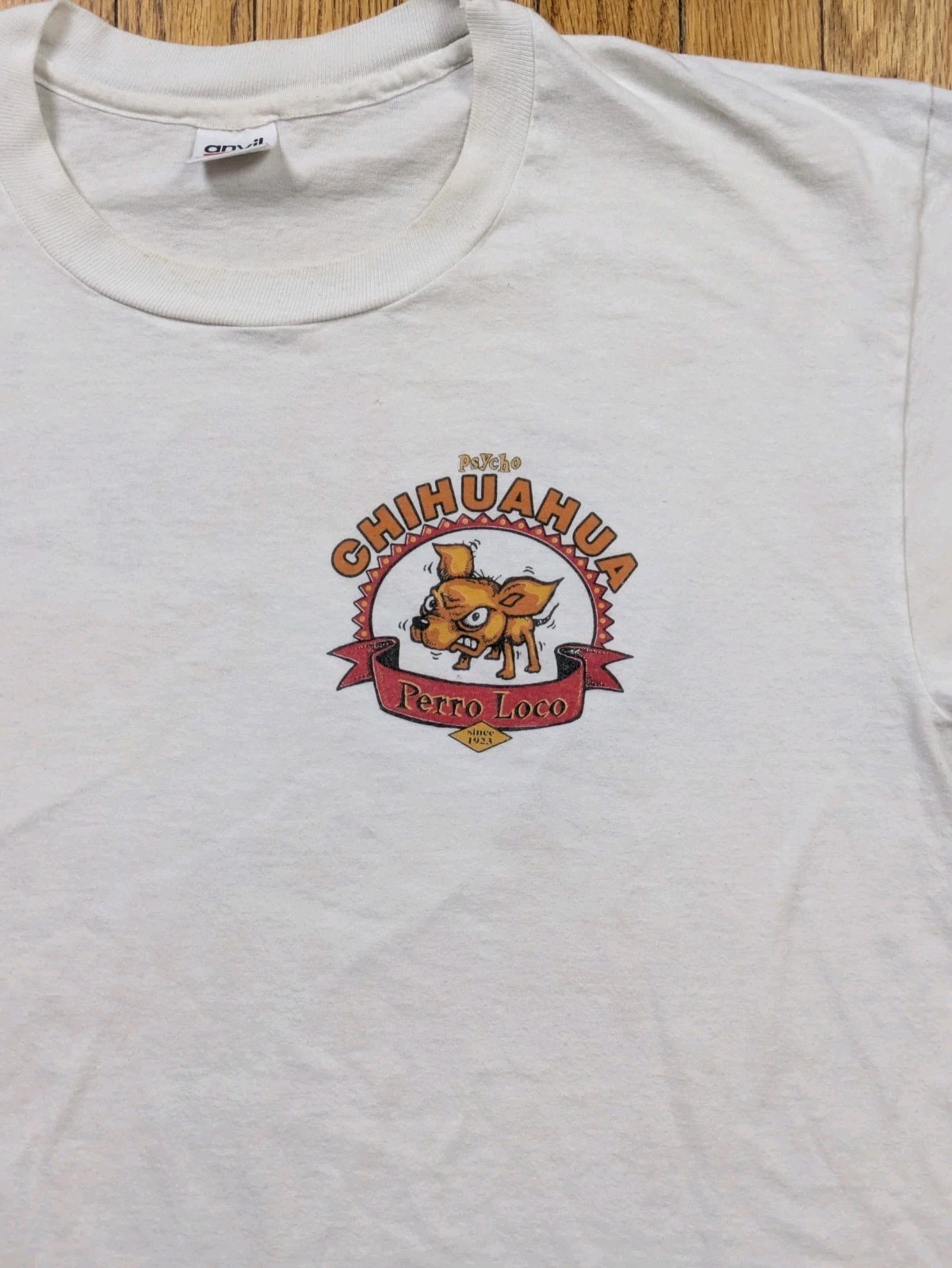 Vintage Psycho Chihuahua T-Shirt Men’s Size XL White Single Stitch 1995 USA gallery