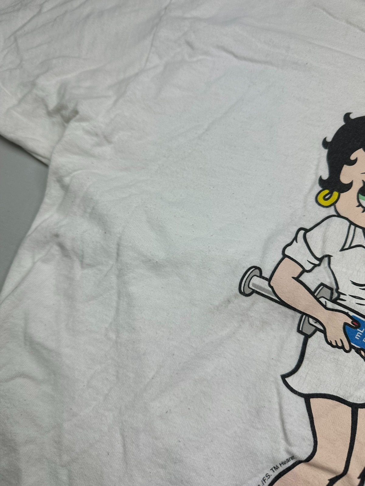 *FLAW* Vintage 1996 Betty Boop Nurse Bottoms Up T-Shirt Mens L White gallery