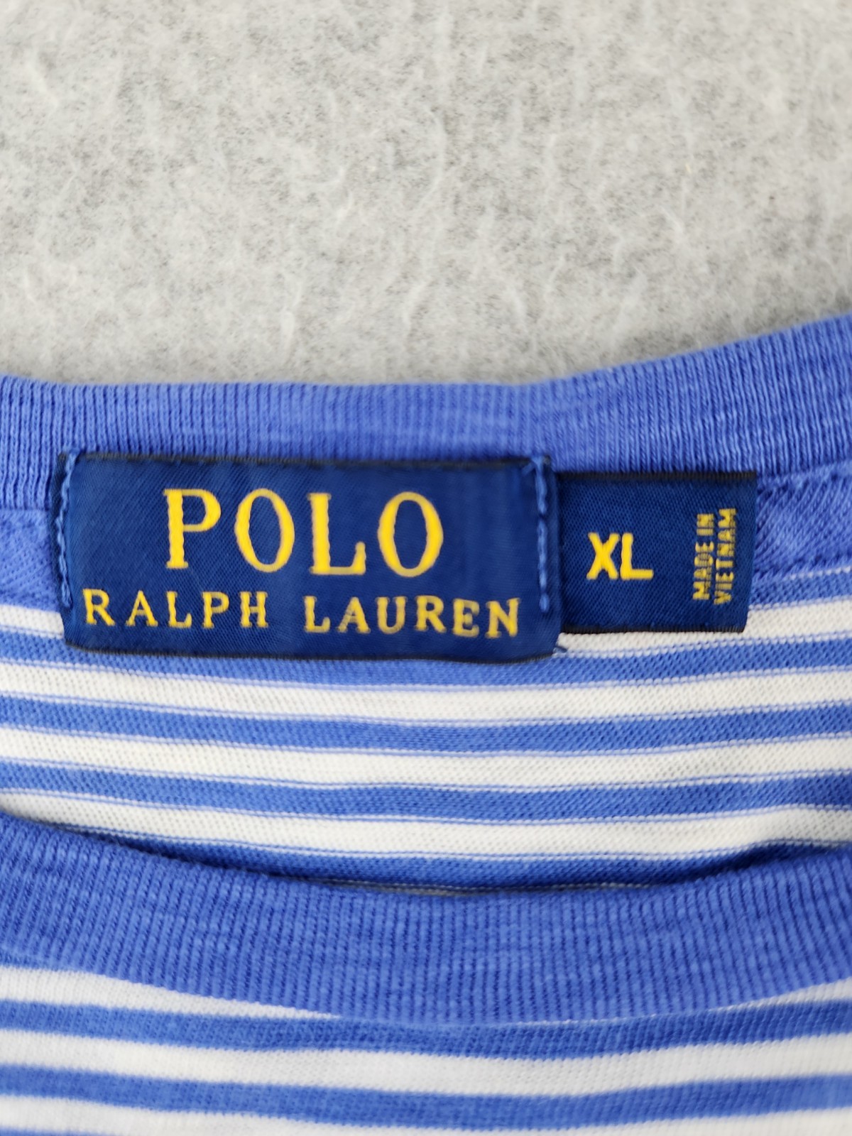 Polo Ralph Lauren Shirt Mens XL Periwinkle Blue Stripes Classic Ringer Tee gallery