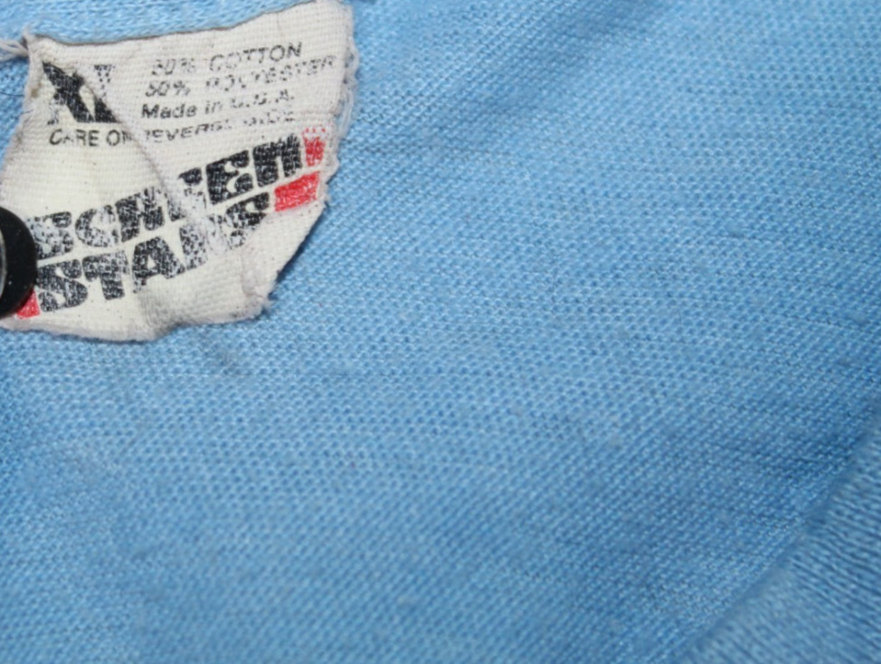 Vintage John Lennon “Bag One” Art Tee Sketch T-Shirt Blue Small USA 70s Beatles gallery