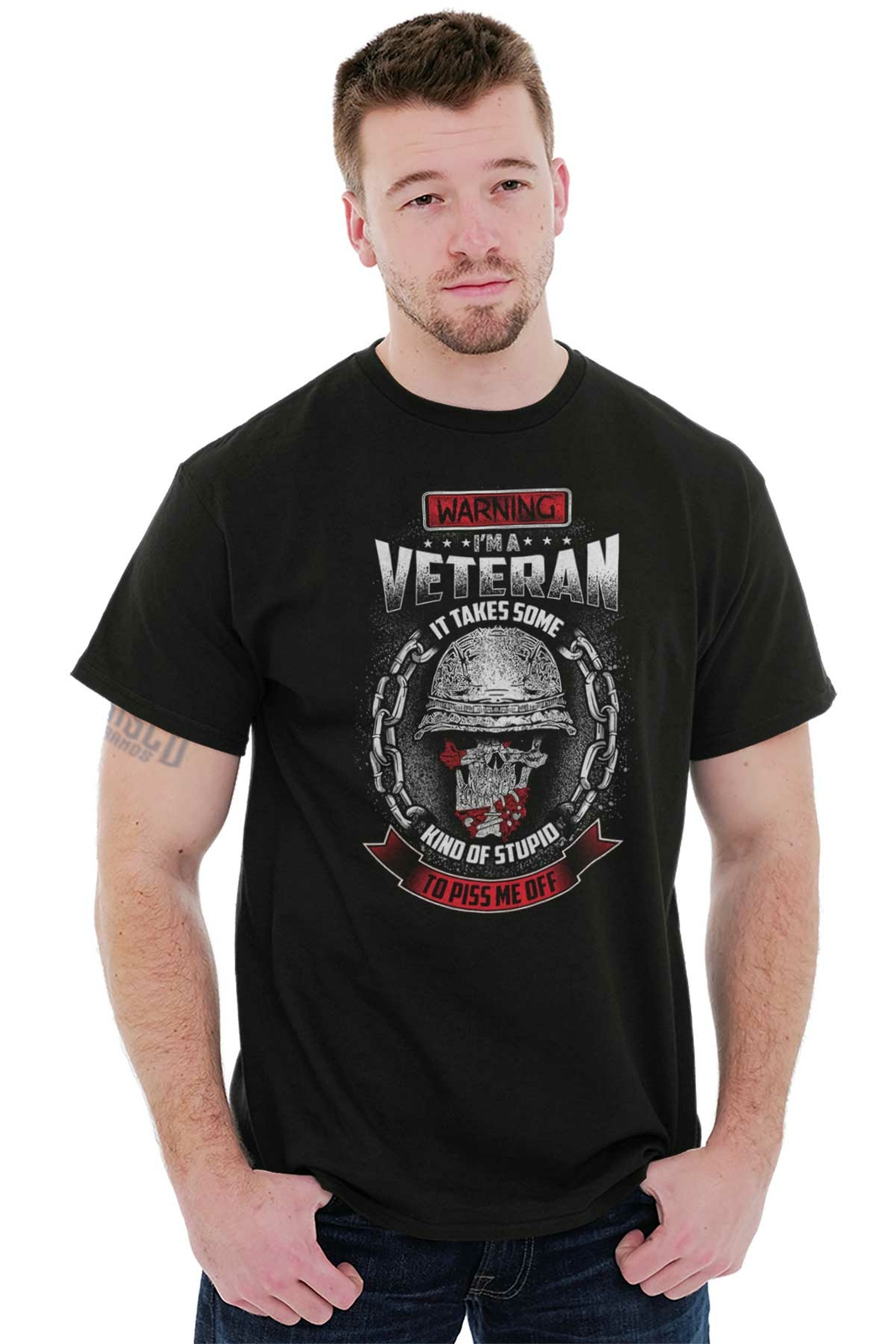 Army Military Skull Veteran Attitude Gift Mens Casual Crewneck T Shirts Tees gallery