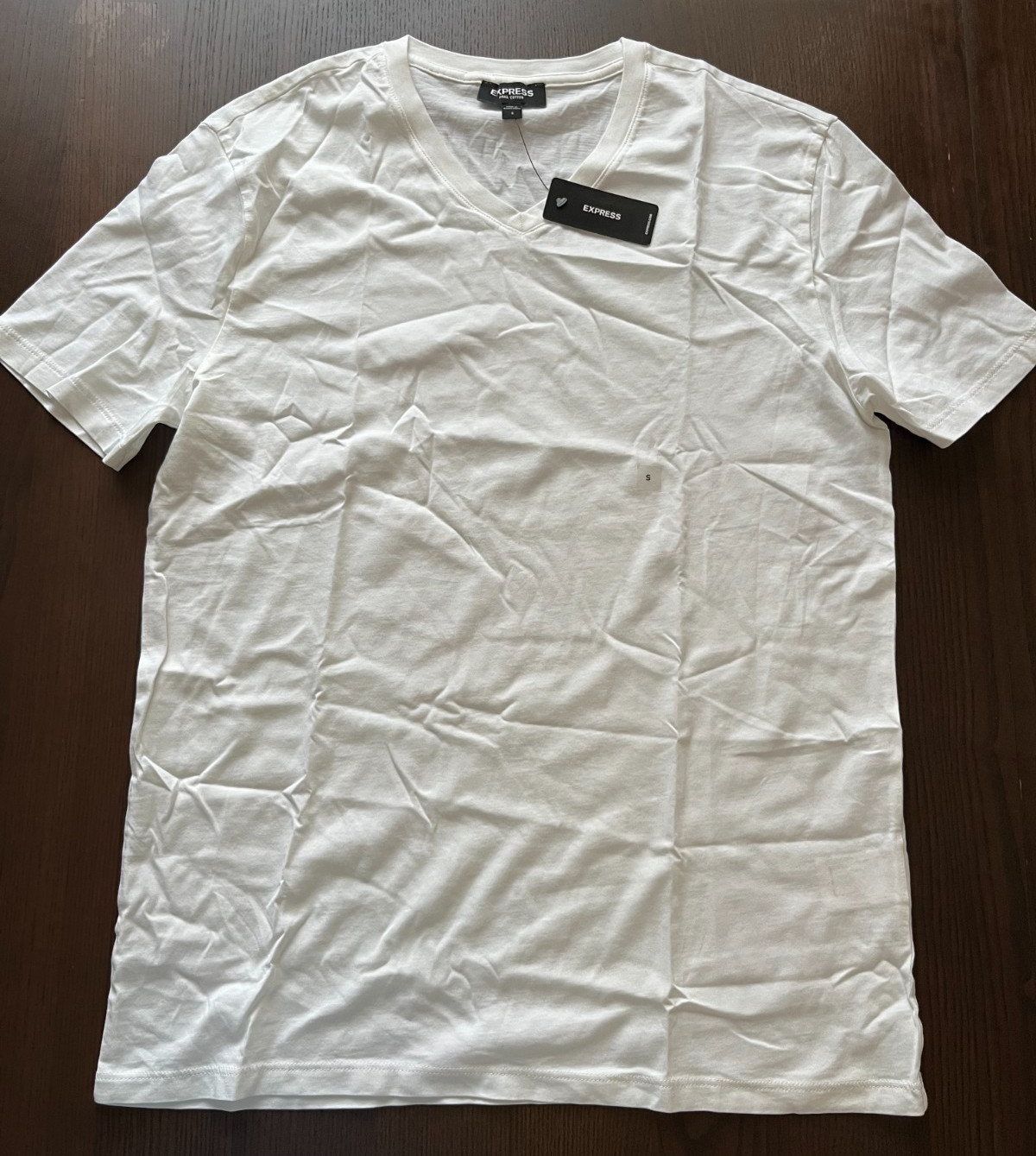 Express Men’s White Cotton Basic T Shirt V- Neck Short Sleeve Size S ST30
