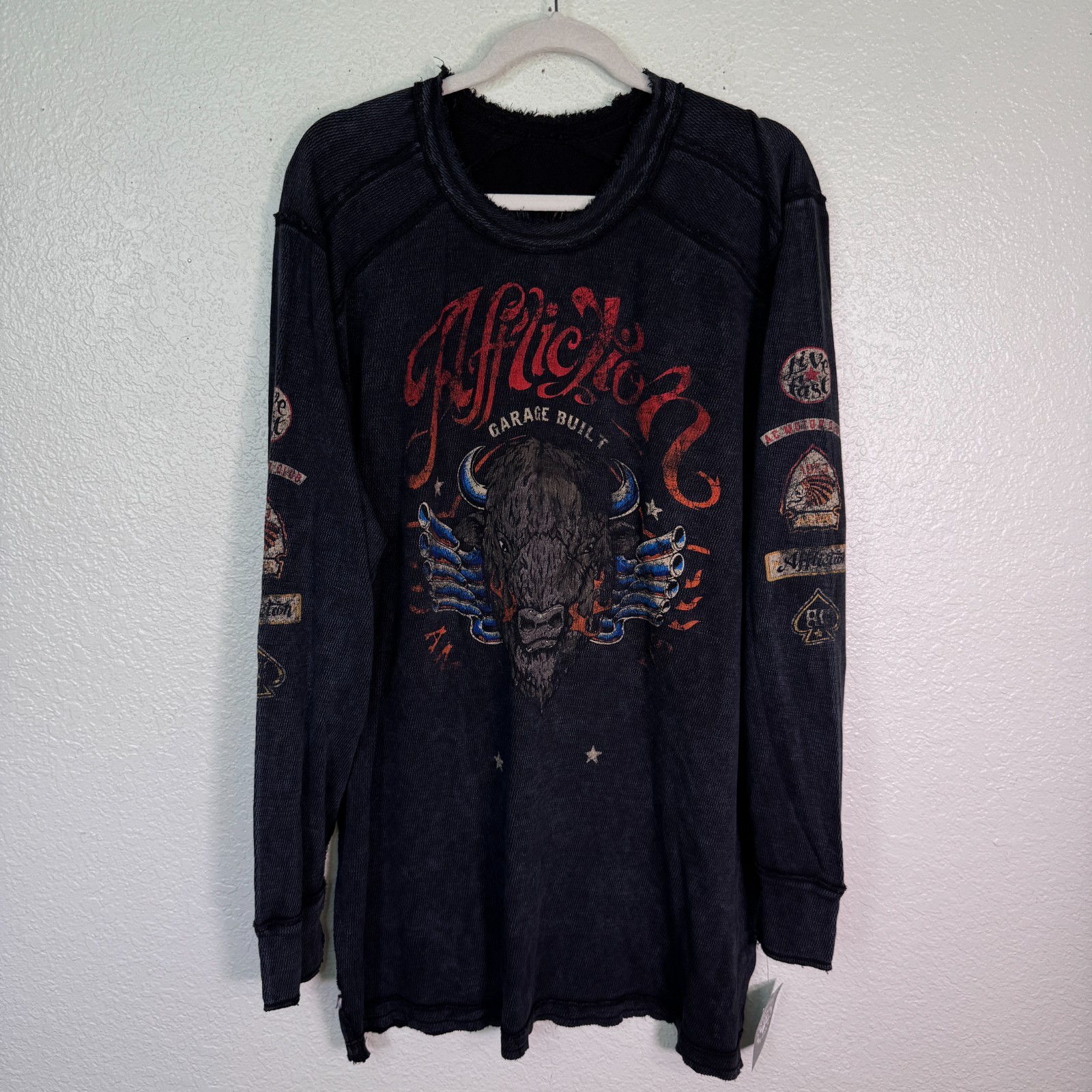 Affliction Thermal Shirt Mens 4X Dakota Hills Reversible Tee Live Fast Y2K NEW gallery