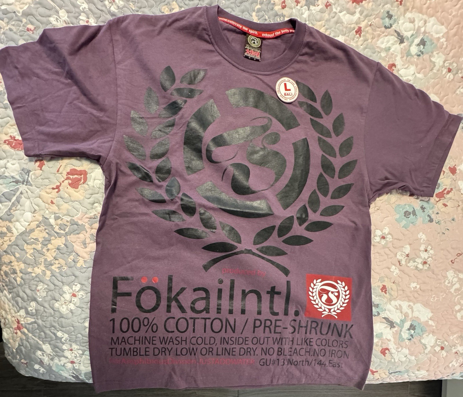 Fokai Men's L Purple Graphic Logo Crew Neck Short Sleeve Cotton Knit T-Shirt gallery