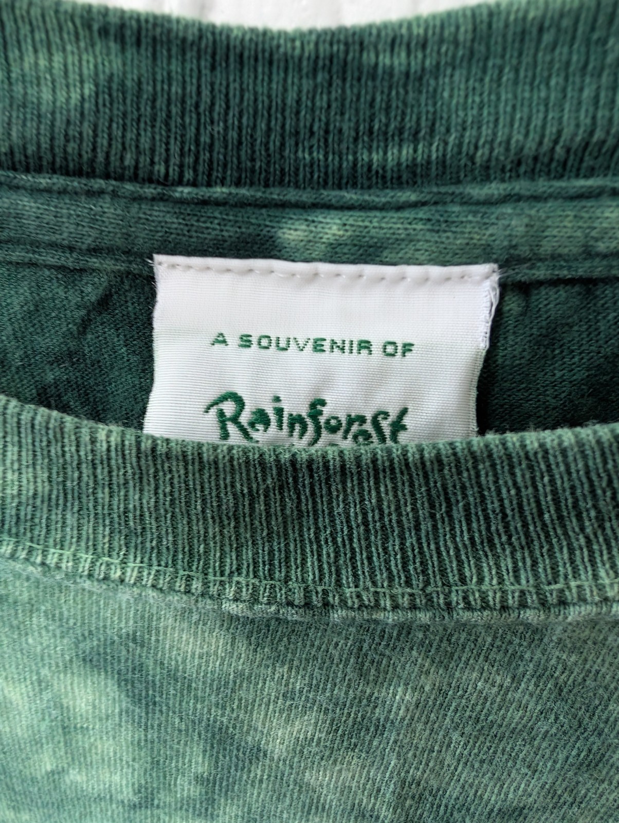 Vintage 90s Rainforest Cafe Green Tie Dye T-shirt Men's Size 2XL gallery