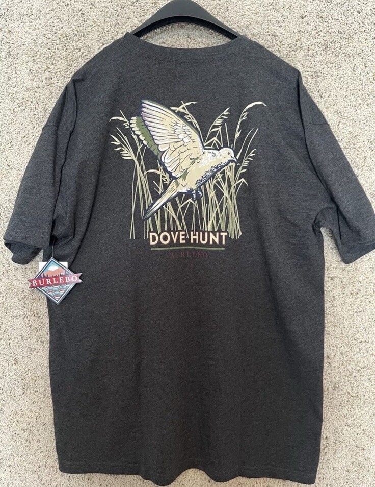 Burlebo Outdoors Men T Shirt Grey XL Dove Hunt Short Sleeve Pocket Heather Gray gallery