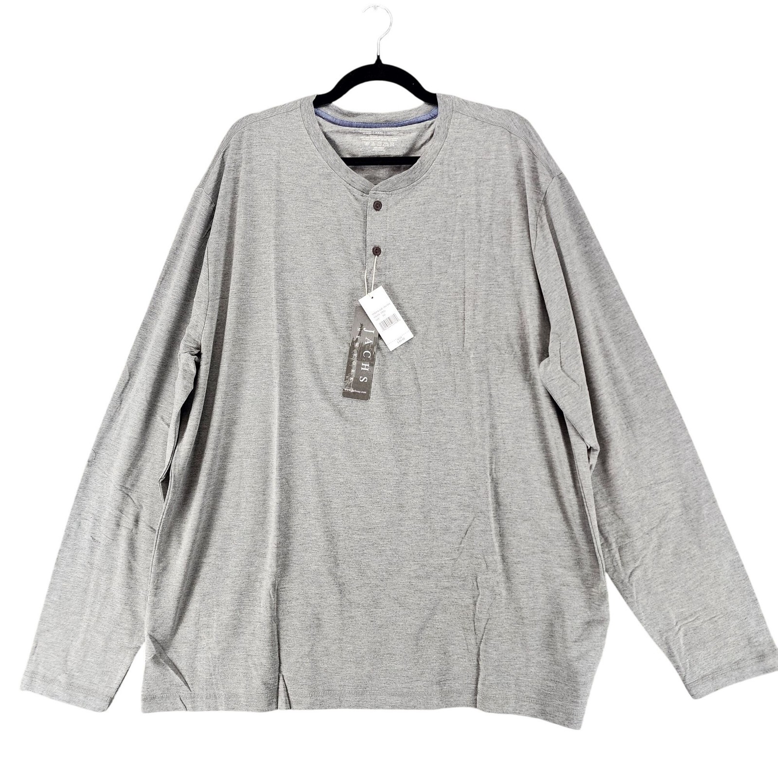 Jachs Shirt Mens 3XL Steel Gray Long Sleeve Jersey Henley *NWT*