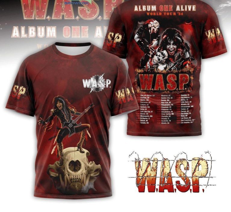 Trend W.A.S.P. Band Album One Alive World Tour 2024 US Canada 3D T-shirt S to 5X