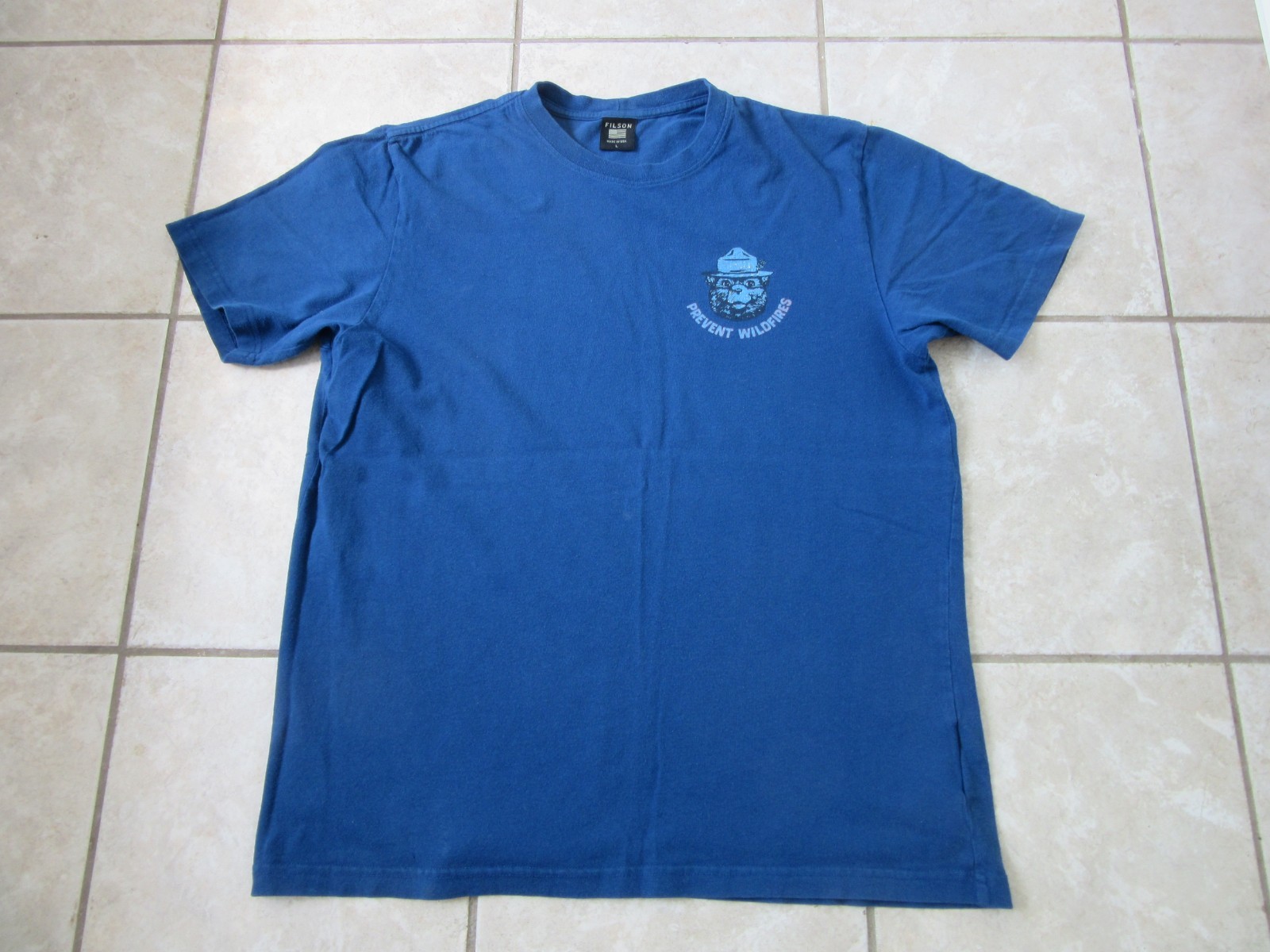 Filson Smokey the Bear T Shirt Front & Back / Made in USA Men's Sz L gallery