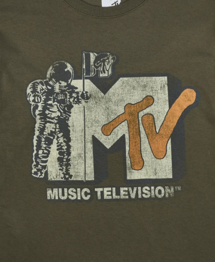 MTV Mens Music Television Spaceman Graphic Military Green Shirt New XL gallery