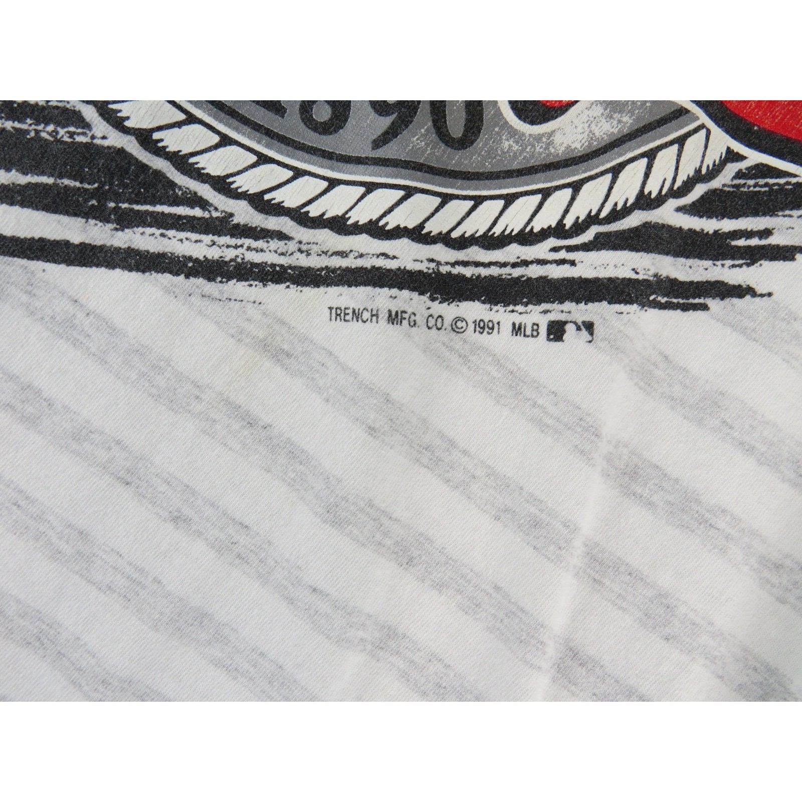 Vintage 1991 MLB Cincinnati Reds T Shirt XL Gray Stripe Trench Ultra TAG USA gallery