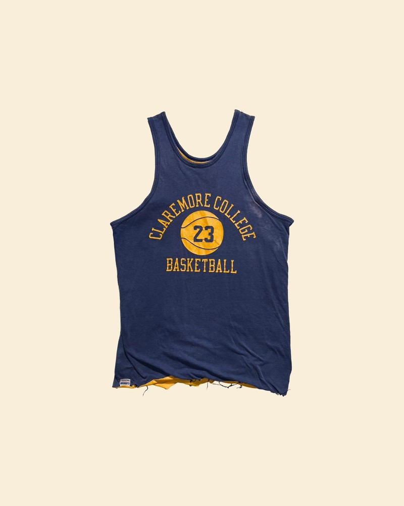 True Vintage 1960s–70s Champion Double Face Tank Jersey Blue Size L