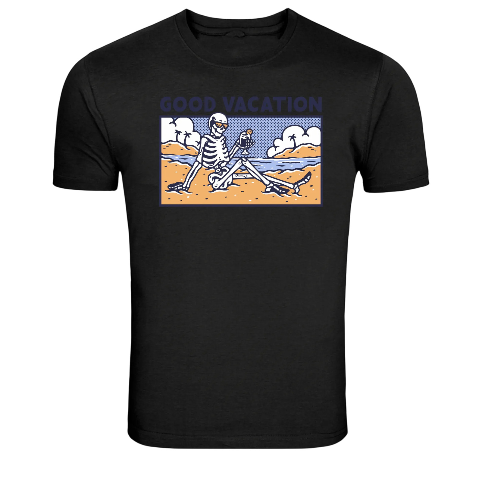 Good Vacation Skeleton Beach Cocktail Graphic T-Shirt