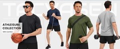 Men’s Workout Shirts Athletic Quick Dry Mesh Short Sleeve Shirt Running Gym Tops