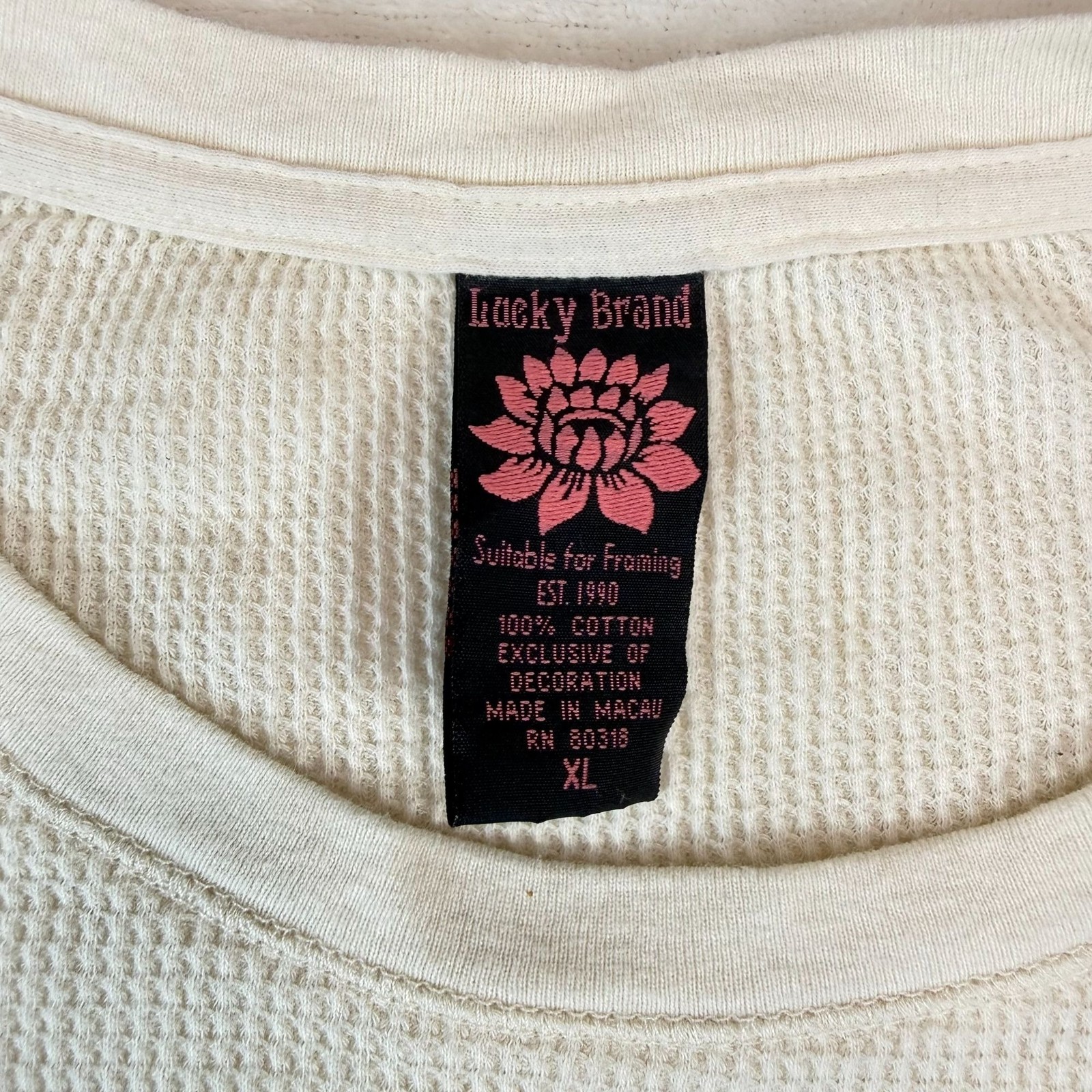 Vintage Lucky Brand Y2K Thermal Shirt Embroidered Velvet Design Womens XL Hippie gallery