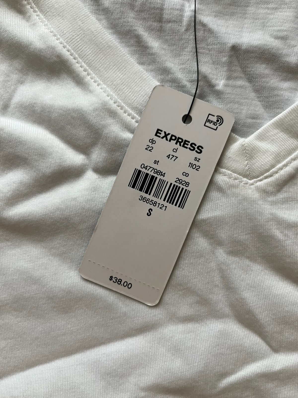 Express Men's White Cotton Basic T Shirt V- Neck Short Sleeve Size S ST30 gallery