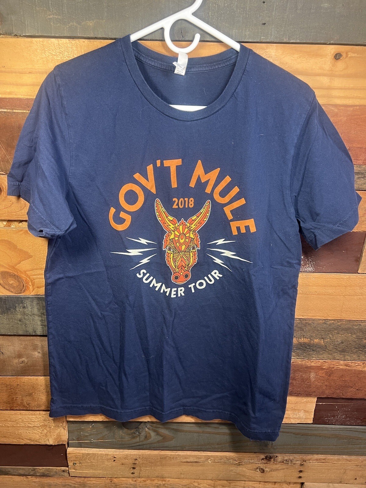 Government Mule 2018 Band Music Tour Shirt Blue T Shirt Size Large Canvas Tags