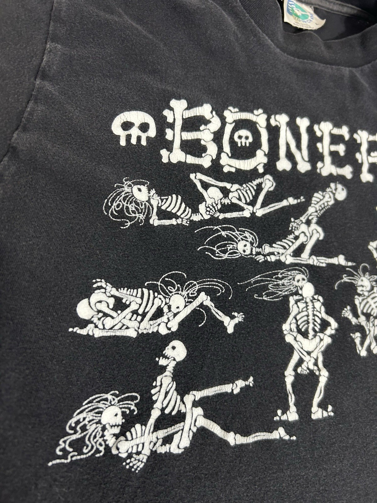 Vtg. 90's Skeleton Tourchamp Boners Men Single Stitch T-Shirt Size SLIM LARGE gallery